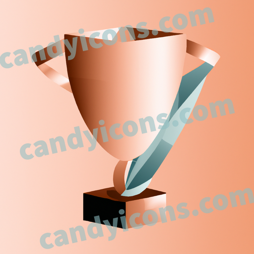 An app icon of A trophy in spearmint , rose gold , peach puff , burnt sienna color scheme