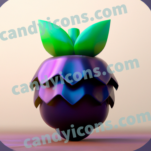An app icon of A boysenberry in dark purple , violet , cream , watermelon color scheme