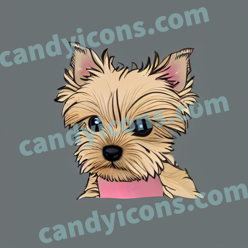An app icon of A yorkshire terrier in merlot , pastel green color scheme