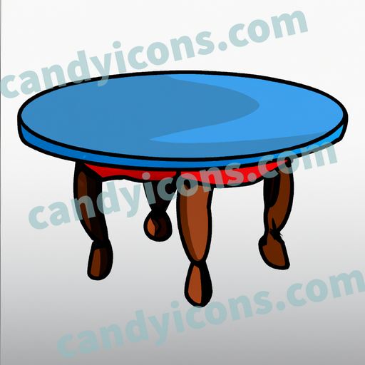 An app icon of A table in deep sky blue , pastel red , gainsboro , navajo white color scheme