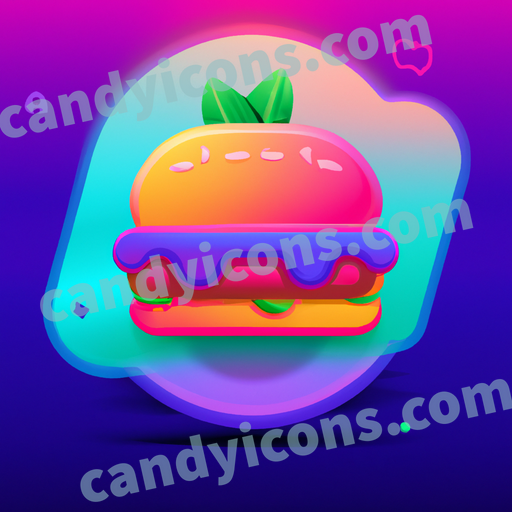 An app icon of A burger in evergreen , olive green , periwinkle , rose quartz color scheme