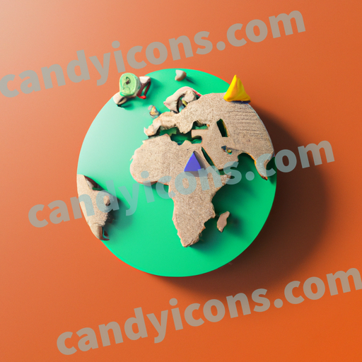 An app icon of A globe europe africa  in sage green , watermelon , ivory , terracotta color scheme