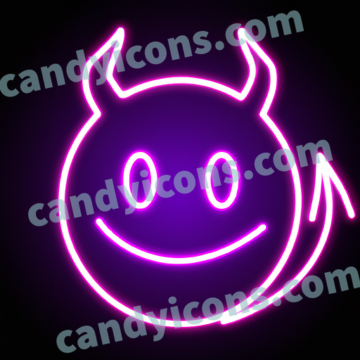 A grinning, devilish smiley face with horns and tail  app icon - ai app icon generator - phone app icon - app icon aesthetic