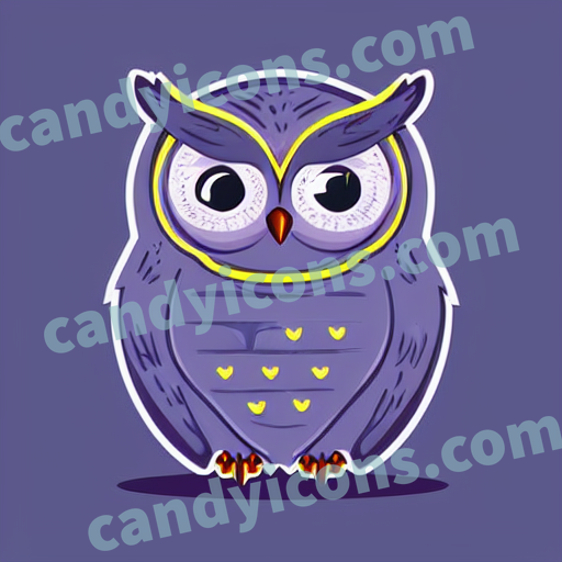 An app icon of An owl in cool grey , dark violet color scheme