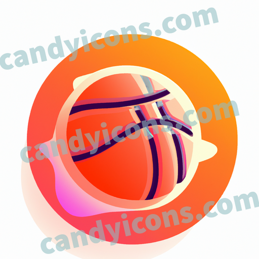 An app icon of A Basketball ball in orange red , honeysuckle , bisque , light yellow color scheme