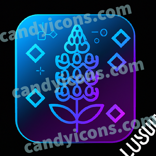 A striking and electric-blue lupine  app icon - ai app icon generator - phone app icon - app icon aesthetic