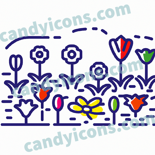An eye-catching and colorful field of wildflowers  app icon - ai app icon generator - phone app icon - app icon aesthetic