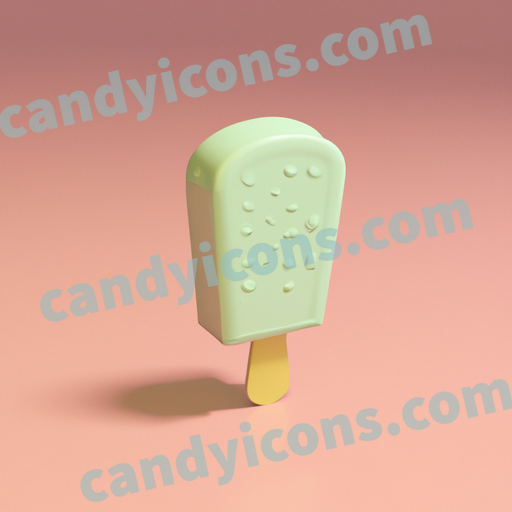 An app icon of An Ice pop in ivory , army green , light pink , brown color scheme