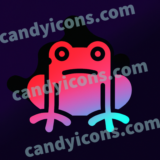 An app icon of A Frog in jet black , terracotta , dark cyan , deep pink color scheme