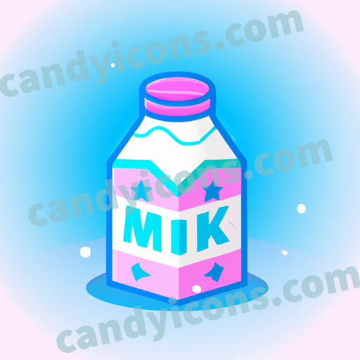 An app icon of A paper bottle of milk in snow , mint cream , emerald green , dark magenta color scheme