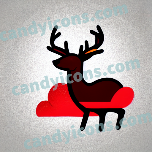 An app icon of A deer in dark red , whitesmoke color scheme