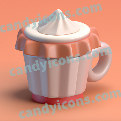 An app icon of A coffee cup in white , cornsilk , light salmon , cream color scheme
