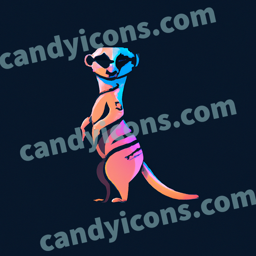 An app icon of A meerkat in gray color and dark brown color and light blue color and bright pink color color scheme