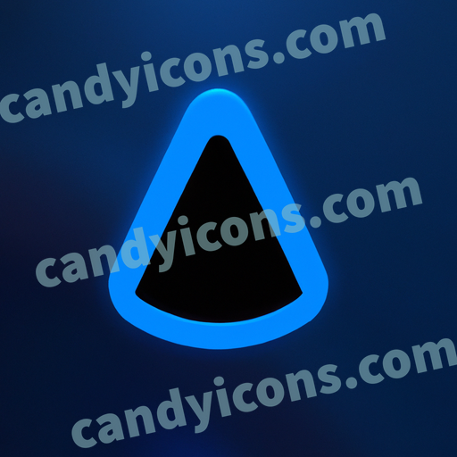 An app icon of A triangle shape in cornflower blue , saddle brown , charcoal , lavender color scheme