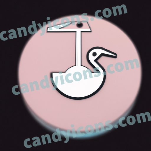 An app icon of A crane in baby pink , ebony , champagne , fuchsia color scheme