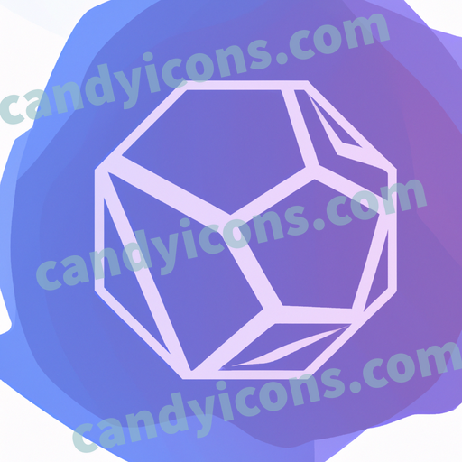 An app icon of A dodecahedron shape in sandy brown , purple , navy blue , gray color scheme