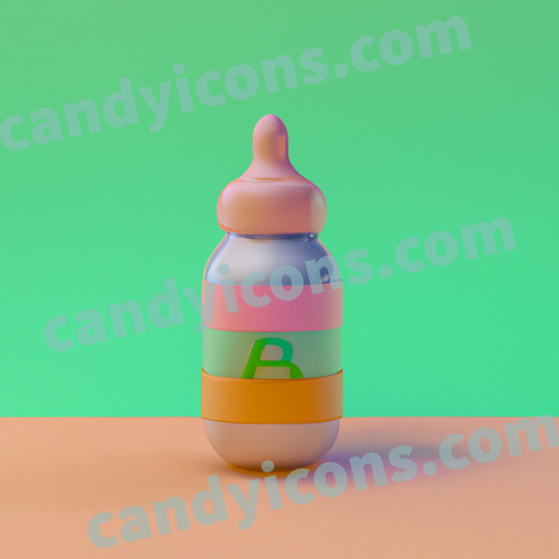 An app icon of A bottle of baby milk in indigo , dusty rose , burnt orange , pastel green color scheme