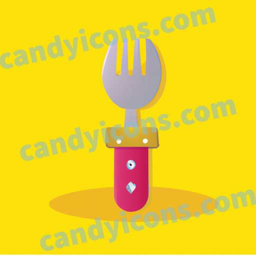 An app icon of A silverware in pastel yellow , bordeaux , slate , watermelon color scheme