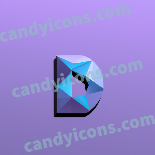An app icon of A letter D in slate , purple , light blue , evergreen color scheme