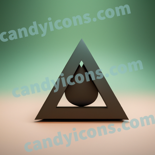 An app icon of A tetrahedron shape in dark grey , mint cream , sandy brown , sea green color scheme
