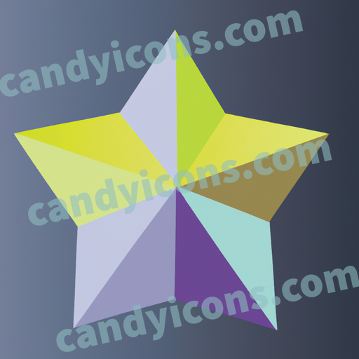 An app icon of A star pyramid shape in pastel yellow , pale turquoise , dark violet , dark blue color scheme