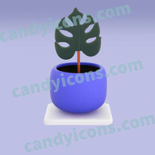 An app icon of Potted Philodendron in berry , sage , royal blue , gainsboro color scheme