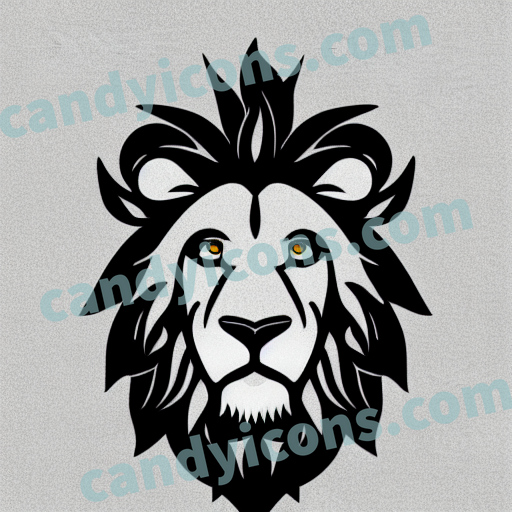 An app icon of A lion in charcoal , ghost white color scheme