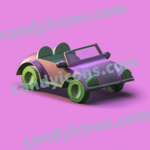 An app icon of A car in dark olive green , magenta , lavender color scheme
