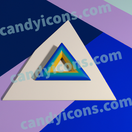 An app icon of A triangle shape in pastel blue , indigo , cadet blue , plum color scheme