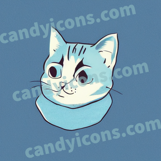 An app icon of A cat in chambray , deep sky blue color scheme