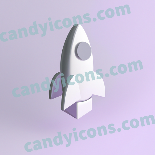 An app icon of A rocket in antique white , white , taupe , light purple color scheme