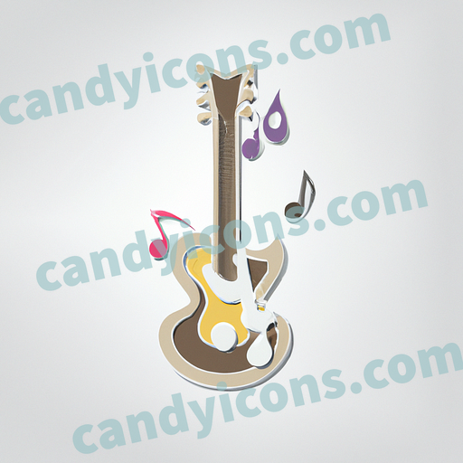 A stylized guitar with curling music notes  app icon - ai app icon generator - phone app icon - app icon aesthetic