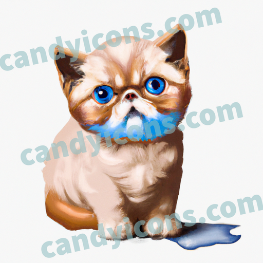 An app icon of Exotic Shorthair Cat in blue , yellow orange , baby blue , pink color scheme