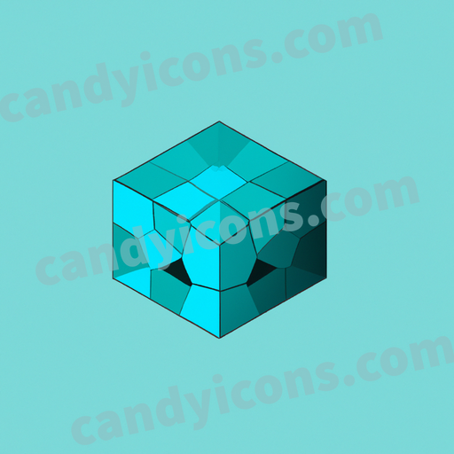 An app icon of A hexagonal prism shape in blue , very peri , tiffany blue , rose red color scheme