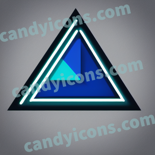An app icon of A rightangled triangle shape in neon blue , white , blue , red color scheme