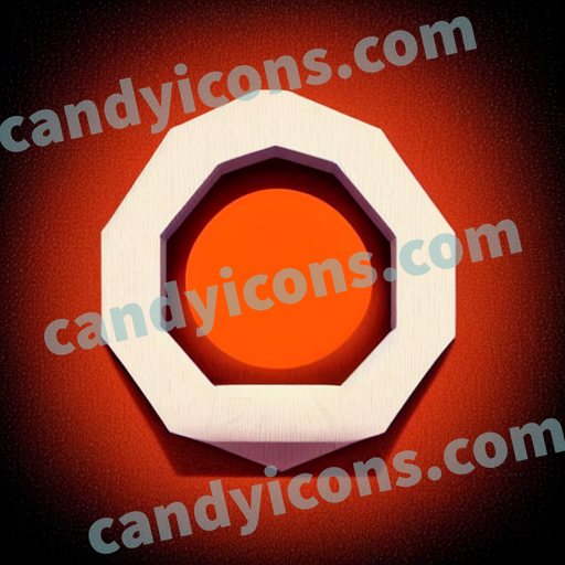 An app icon of A decagon shape in bright orange , orange , white , red color scheme
