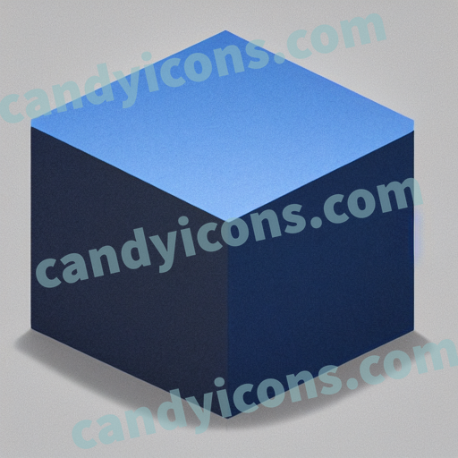 An app icon of A cuboid shape in medium slate blue , slate blue , white , slate , blue , red color scheme
