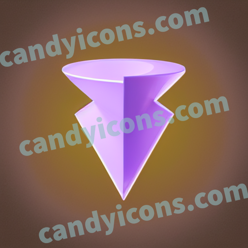 An app icon of A cone shape in light purple , terracotta , purple , red color scheme