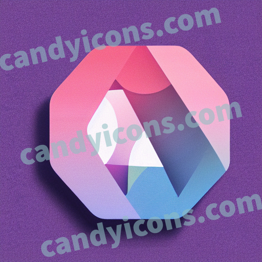 An app icon of A decagon shape in pastel yellow , light purple , purple , red color scheme
