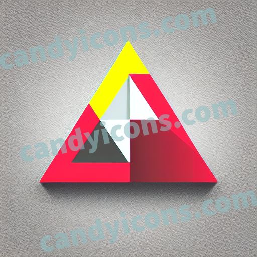 An app icon of A triangle shape in very peri , white , red color scheme