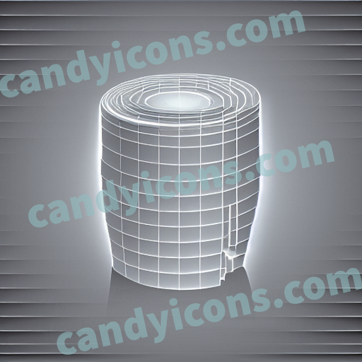 An app icon of A cylinder shape in antique white , white , red color scheme