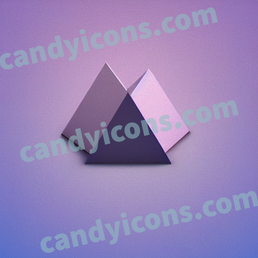 An app icon of A pyramid shape in lilac , white , red color scheme