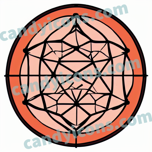 An app icon of A decagon shape in terracotta , white , red color scheme