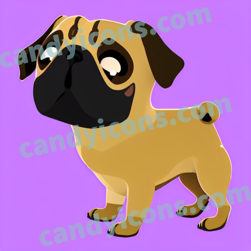 An app icon of A pug in purple ,  brown color scheme