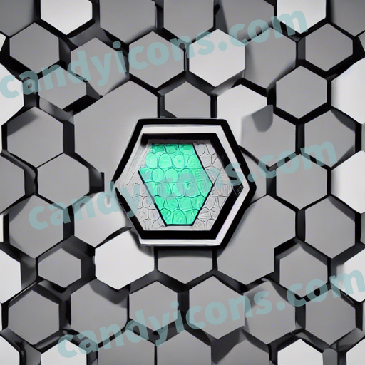 An app icon of A hexagon shape in antique white , thistle , white , red color scheme
