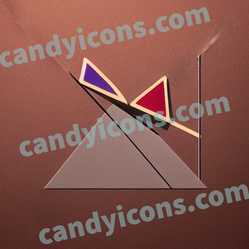 An app icon of An isosceles triangle shape in cinnamon , white , red color scheme
