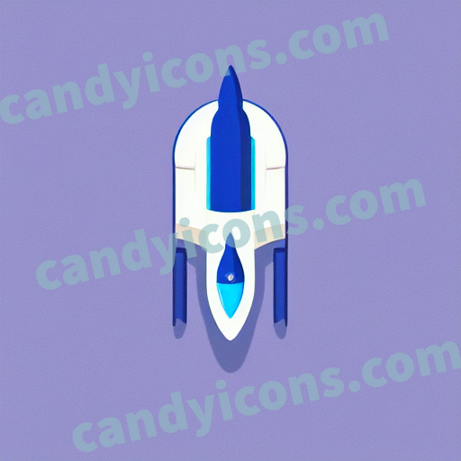 An app icon of A rocket in royal blue , lily , blue color scheme