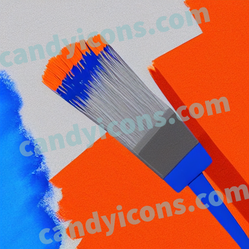 An app icon of A paint brush in orange , blue color scheme