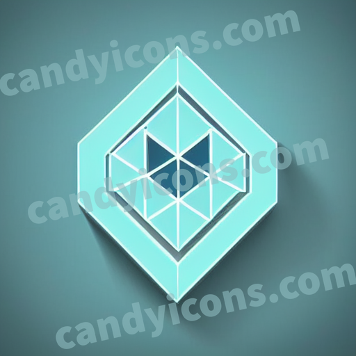 An app icon of A pentagon shape in medium turquoise , mint cream , turquoise , cream , mint , red color scheme