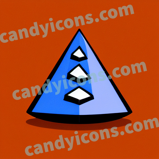 An app icon of A cone shape in dark blue , white , blue , red color scheme